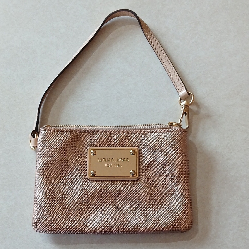 Michael Kors Gold and Tan Wristlet